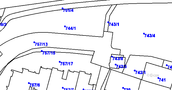 Parcela st. 743/6 v KÚ Štýřice, Katastrální mapa