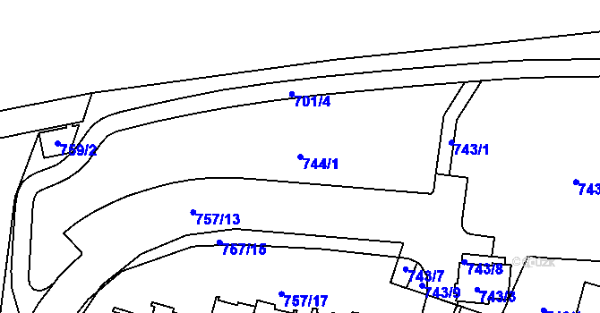 Parcela st. 744/1 v KÚ Štýřice, Katastrální mapa