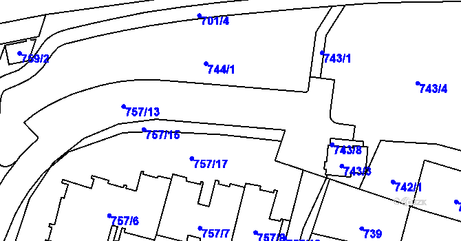Parcela st. 744/2 v KÚ Štýřice, Katastrální mapa