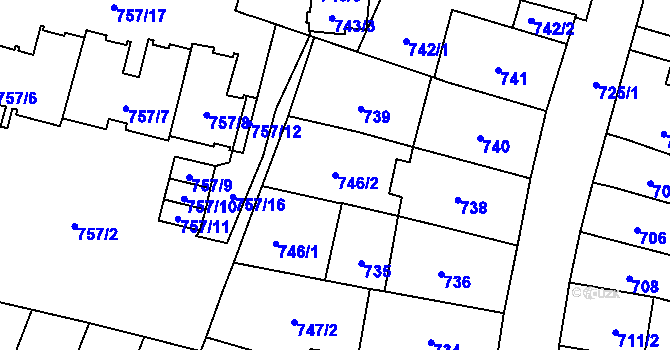 Parcela st. 746/2 v KÚ Štýřice, Katastrální mapa