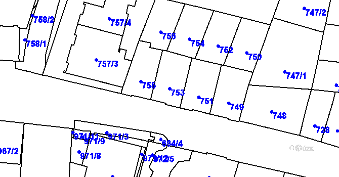 Parcela st. 753 v KÚ Štýřice, Katastrální mapa