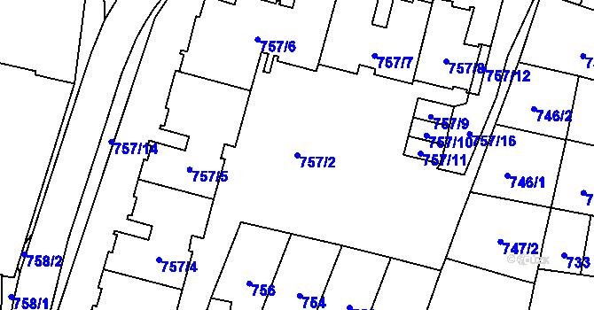Parcela st. 757/2 v KÚ Štýřice, Katastrální mapa