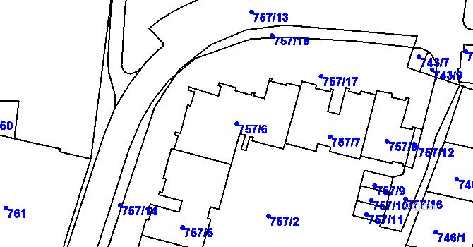 Parcela st. 757/6 v KÚ Štýřice, Katastrální mapa