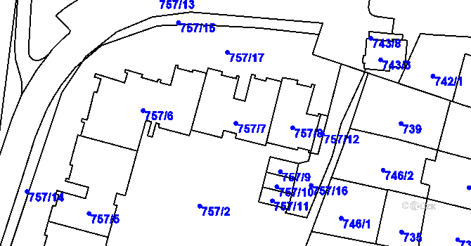Parcela st. 757/7 v KÚ Štýřice, Katastrální mapa