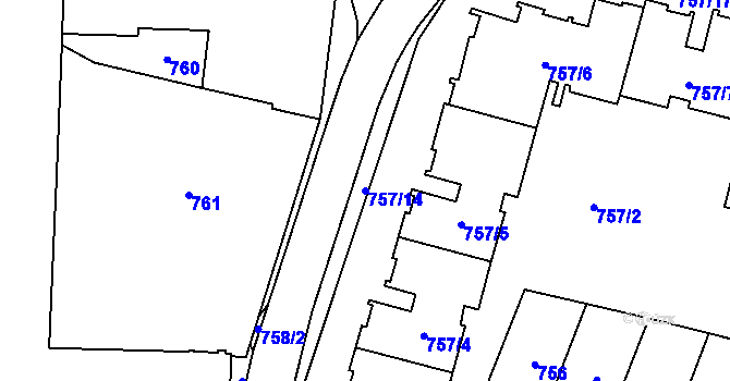 Parcela st. 757/14 v KÚ Štýřice, Katastrální mapa