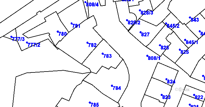 Parcela st. 783 v KÚ Štýřice, Katastrální mapa