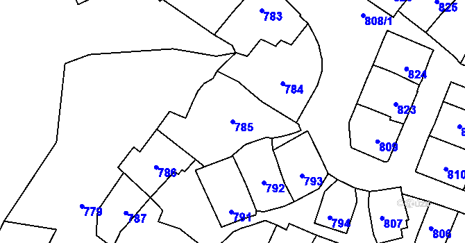 Parcela st. 785 v KÚ Štýřice, Katastrální mapa