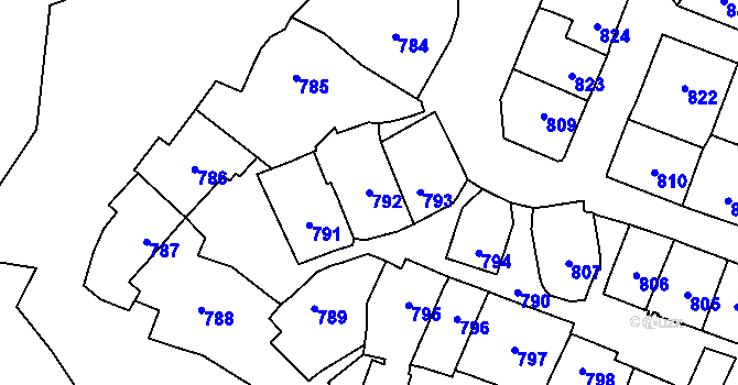 Parcela st. 792 v KÚ Štýřice, Katastrální mapa