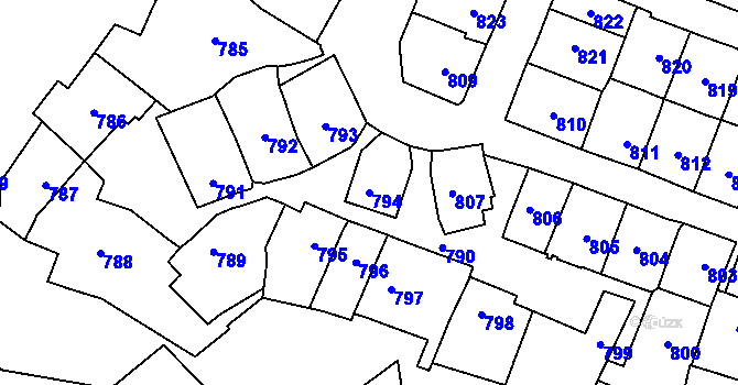 Parcela st. 794 v KÚ Štýřice, Katastrální mapa