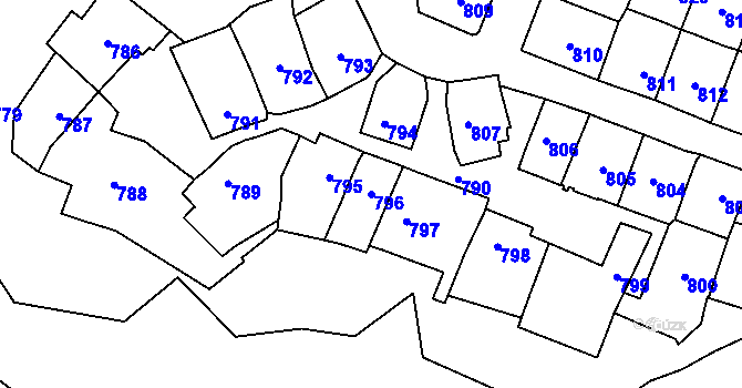 Parcela st. 796 v KÚ Štýřice, Katastrální mapa
