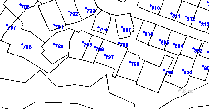 Parcela st. 797 v KÚ Štýřice, Katastrální mapa