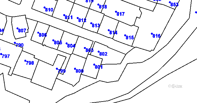 Parcela st. 802 v KÚ Štýřice, Katastrální mapa
