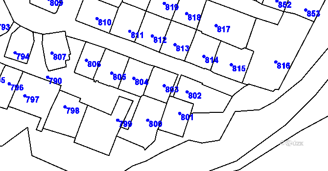 Parcela st. 803 v KÚ Štýřice, Katastrální mapa