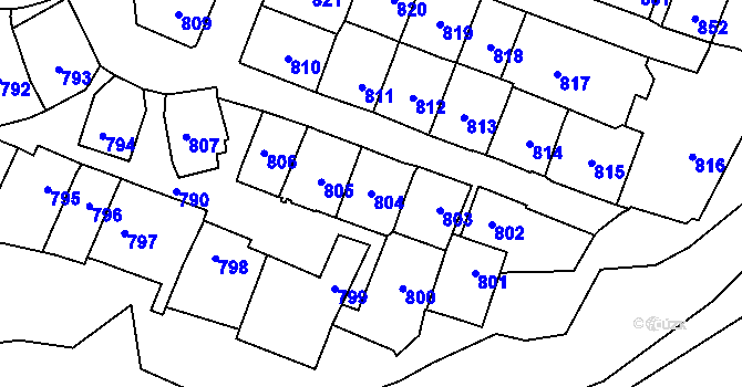 Parcela st. 804 v KÚ Štýřice, Katastrální mapa