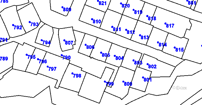 Parcela st. 805 v KÚ Štýřice, Katastrální mapa