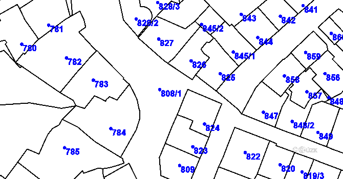Parcela st. 808 v KÚ Štýřice, Katastrální mapa