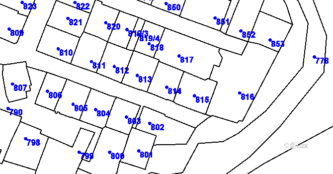 Parcela st. 814 v KÚ Štýřice, Katastrální mapa