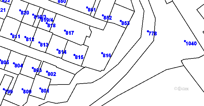 Parcela st. 816 v KÚ Štýřice, Katastrální mapa