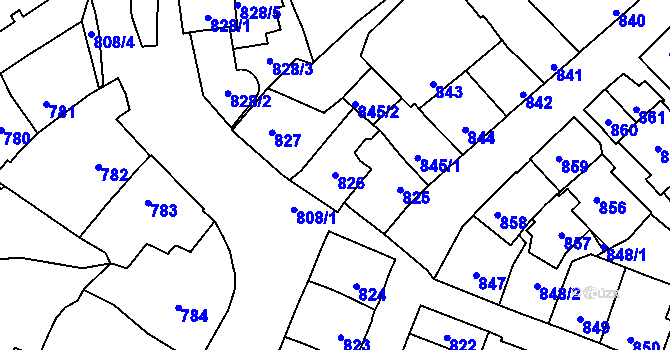 Parcela st. 826 v KÚ Štýřice, Katastrální mapa