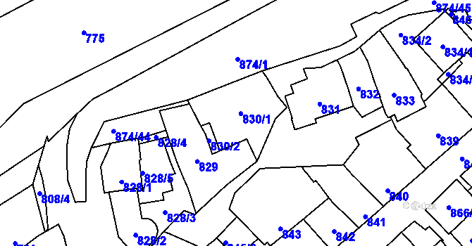 Parcela st. 830 v KÚ Štýřice, Katastrální mapa