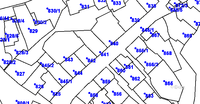 Parcela st. 841 v KÚ Štýřice, Katastrální mapa