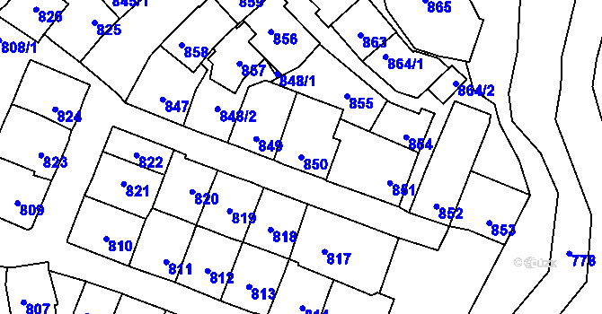 Parcela st. 850 v KÚ Štýřice, Katastrální mapa