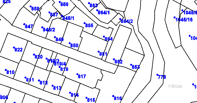 Parcela st. 851 v KÚ Štýřice, Katastrální mapa