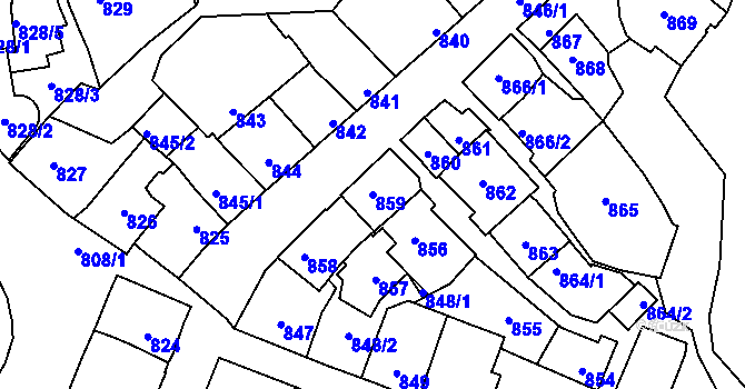 Parcela st. 859 v KÚ Štýřice, Katastrální mapa