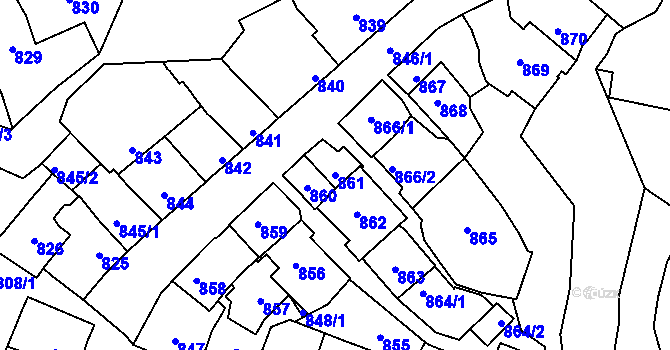 Parcela st. 861 v KÚ Štýřice, Katastrální mapa