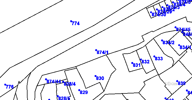 Parcela st. 874/1 v KÚ Štýřice, Katastrální mapa