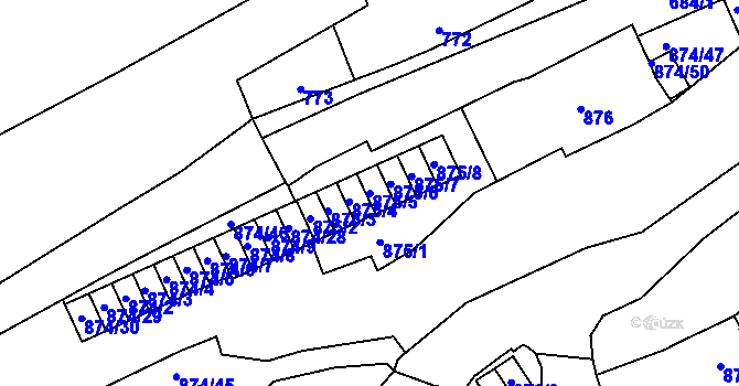 Parcela st. 875/5 v KÚ Štýřice, Katastrální mapa
