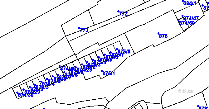 Parcela st. 875/6 v KÚ Štýřice, Katastrální mapa