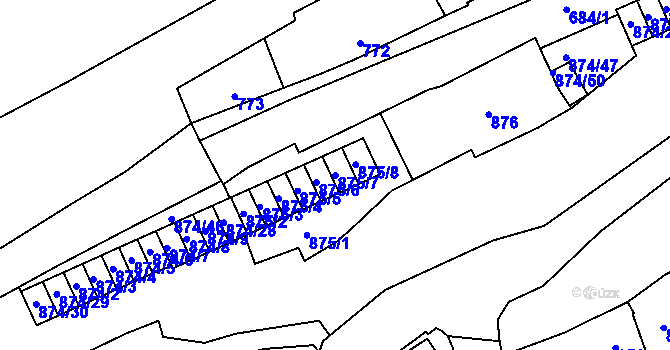 Parcela st. 875/7 v KÚ Štýřice, Katastrální mapa