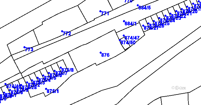 Parcela st. 876 v KÚ Štýřice, Katastrální mapa