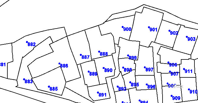 Parcela st. 888 v KÚ Štýřice, Katastrální mapa