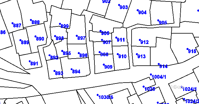 Parcela st. 908 v KÚ Štýřice, Katastrální mapa