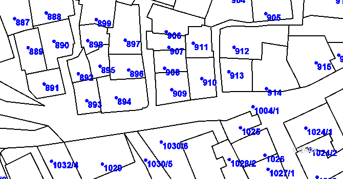 Parcela st. 909 v KÚ Štýřice, Katastrální mapa