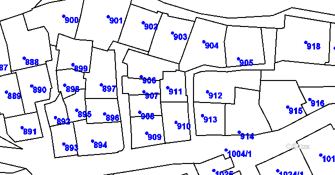 Parcela st. 911 v KÚ Štýřice, Katastrální mapa