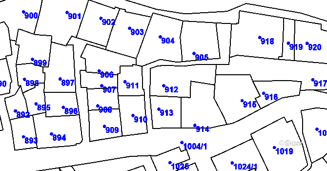 Parcela st. 912 v KÚ Štýřice, Katastrální mapa