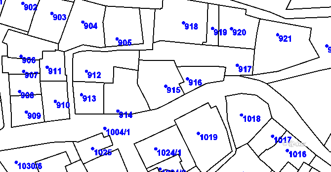 Parcela st. 915 v KÚ Štýřice, Katastrální mapa