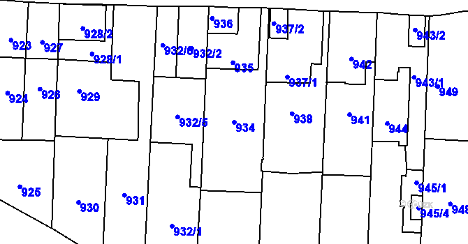 Parcela st. 934 v KÚ Štýřice, Katastrální mapa