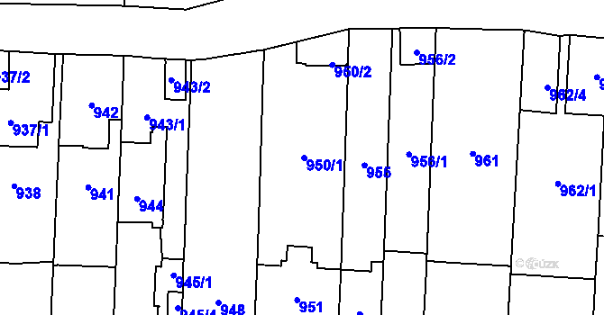 Parcela st. 950 v KÚ Štýřice, Katastrální mapa