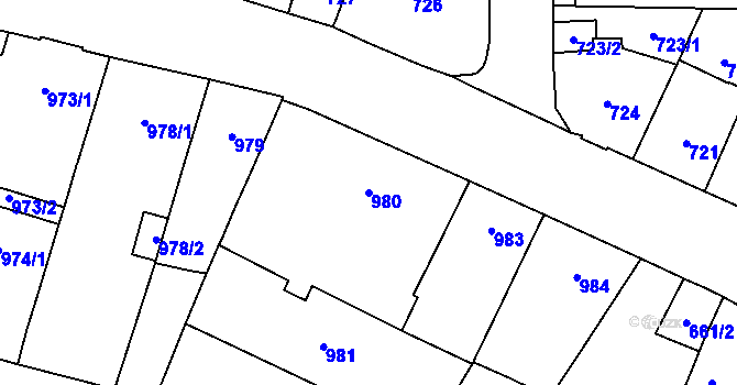 Parcela st. 980 v KÚ Štýřice, Katastrální mapa