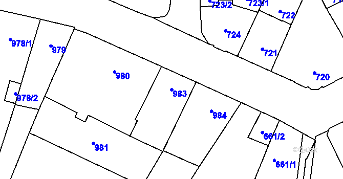 Parcela st. 983 v KÚ Štýřice, Katastrální mapa