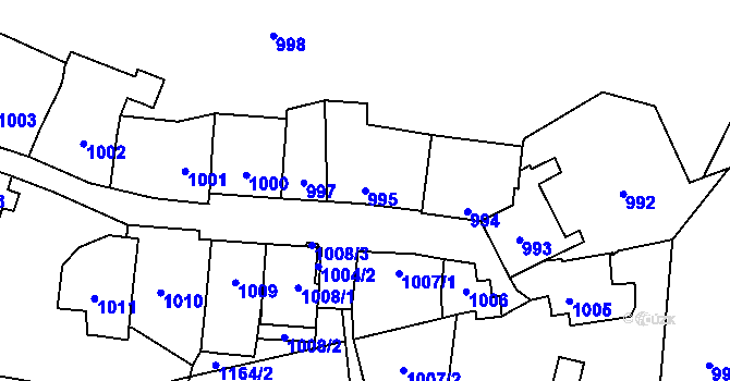 Parcela st. 995 v KÚ Štýřice, Katastrální mapa