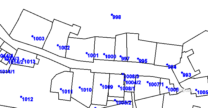 Parcela st. 1000 v KÚ Štýřice, Katastrální mapa