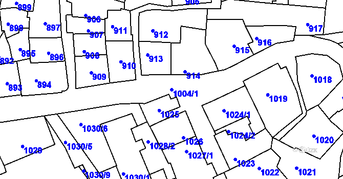 Parcela st. 1004/1 v KÚ Štýřice, Katastrální mapa