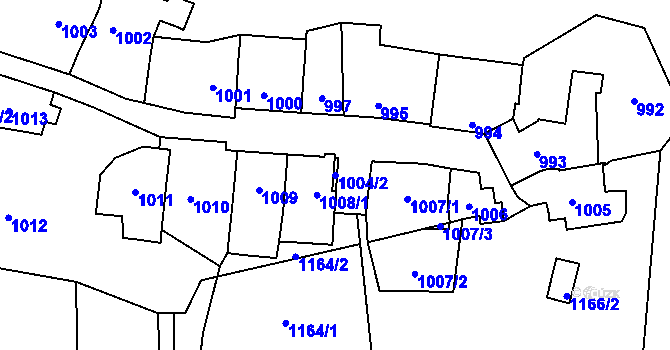 Parcela st. 1004/2 v KÚ Štýřice, Katastrální mapa