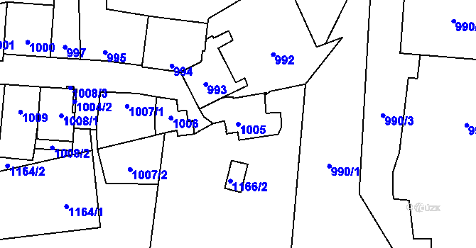 Parcela st. 1005 v KÚ Štýřice, Katastrální mapa