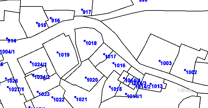 Parcela st. 1017 v KÚ Štýřice, Katastrální mapa